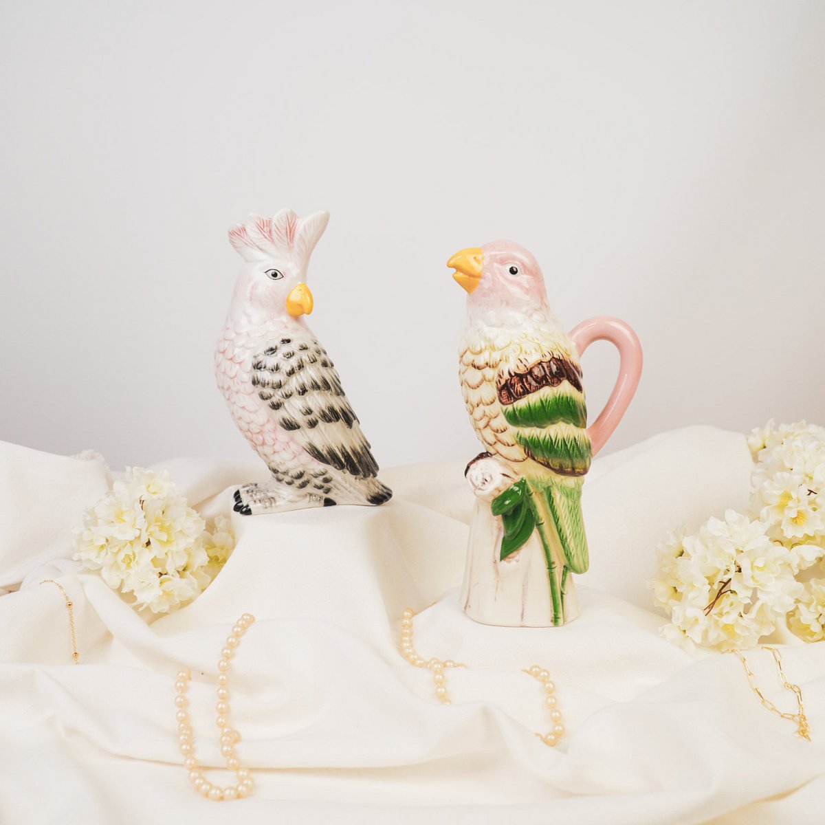 VASE Cockatoo Dolomite pink/green 14 x 10.5 x 22 cm