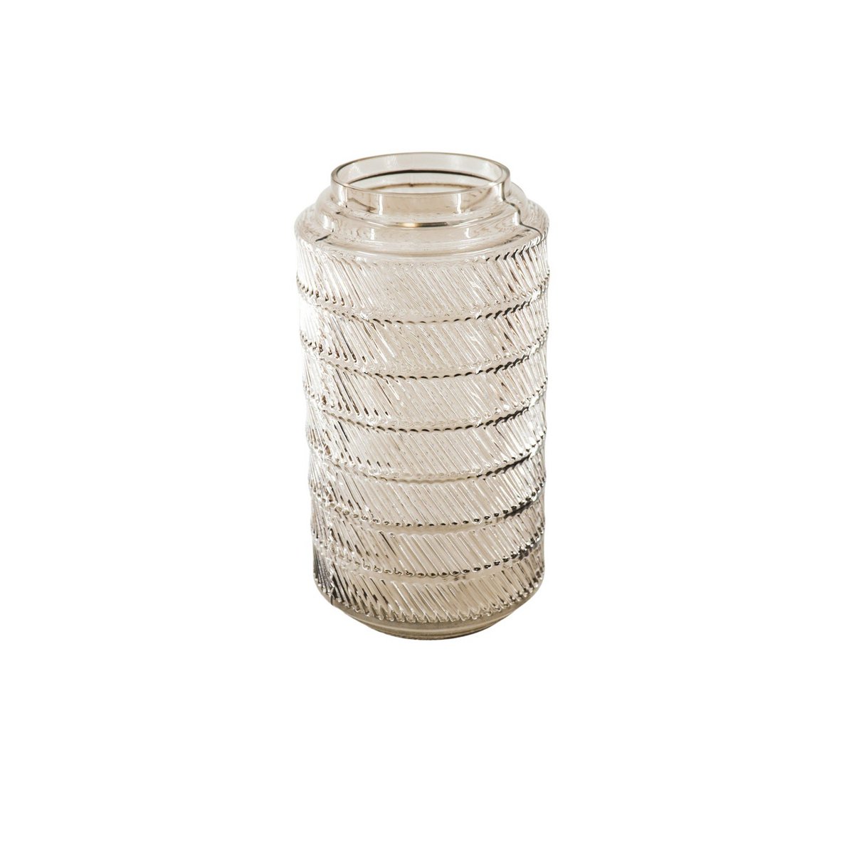 Vase - Pattern - Glass - Brown - 12.5x23cm