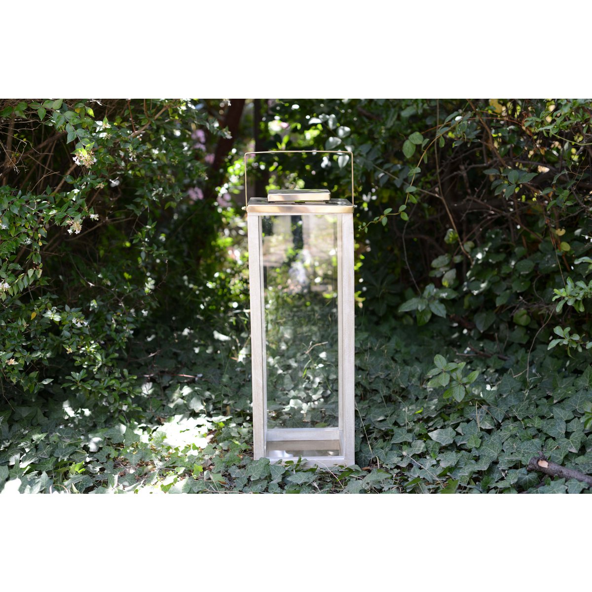 Large Square Glass Lantern 25x25x71cm