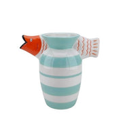 Vase - fish dolomite - mint/white/orange - 23x12.5x21cm
