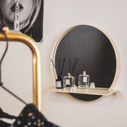 Mirror - Round - Metal - With Shelf - Sand - Ø40cm