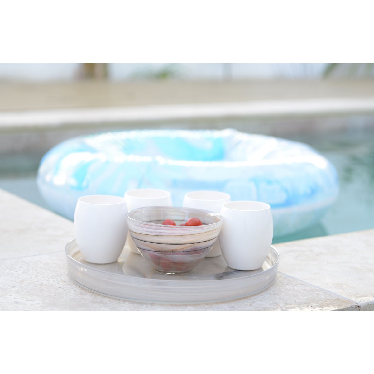 Beige Glass Bowl Sahara 15x15x8.5cm