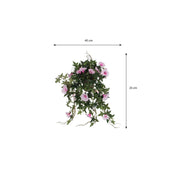 Artificial Petunia Hanging Plant in Flower Pot Stan - L25 x W45 x H50 cm - Pink
