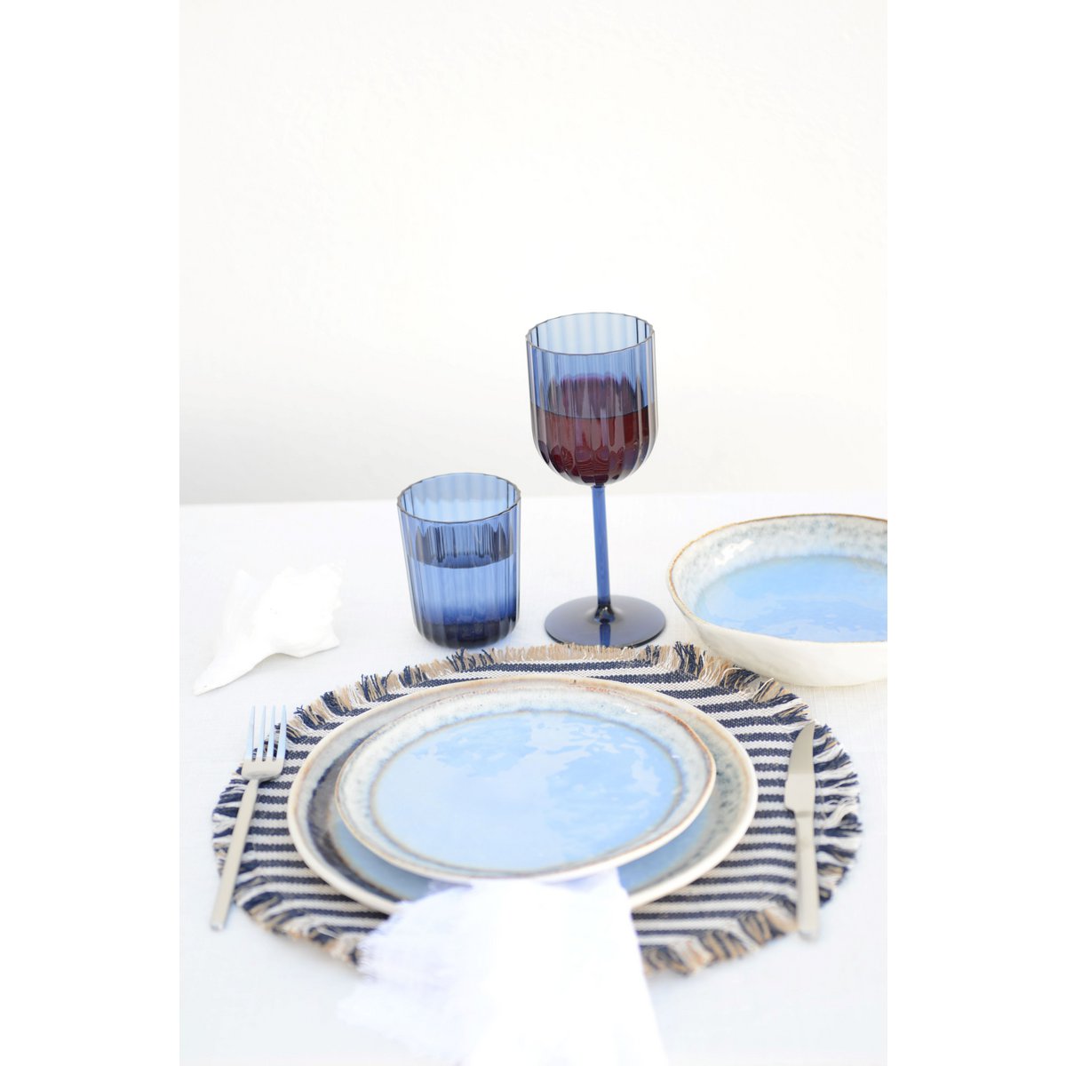 Blauer Porzellan-Dessertteller 21,5 x 21,5 x 1,4 cm