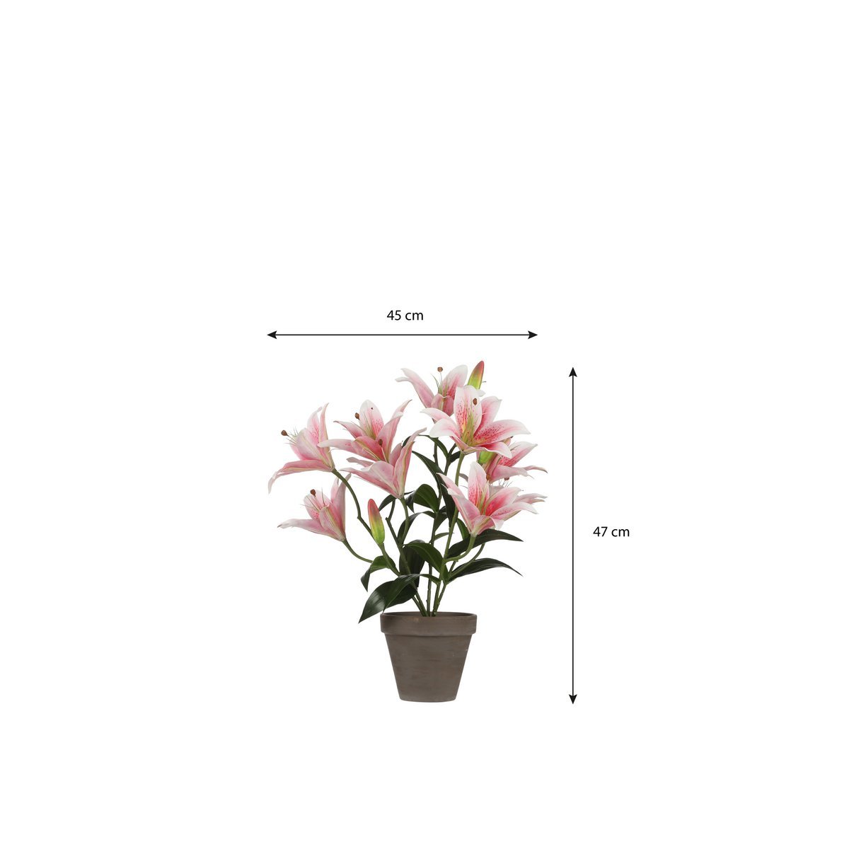 Artificial Tiger Lily Plant in Flower Pot Stan - H47 x Ø45 cm - Pink