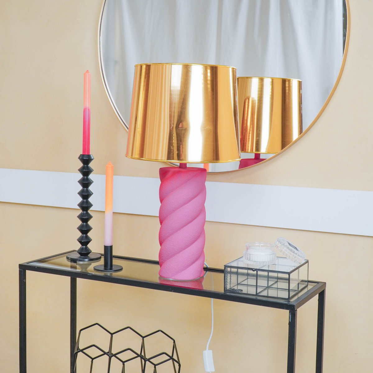 Table lamp - Neon Pink - 12x12x28cm