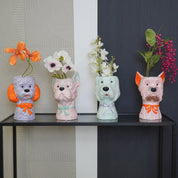 VASE -FLOWER VASE DOG - Pink/oranje - 14,5x13x23,5 cm