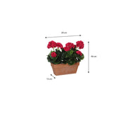 Géranium artificiel en jardinière - L 29 x l 13 x H 40 cm - Rose foncé