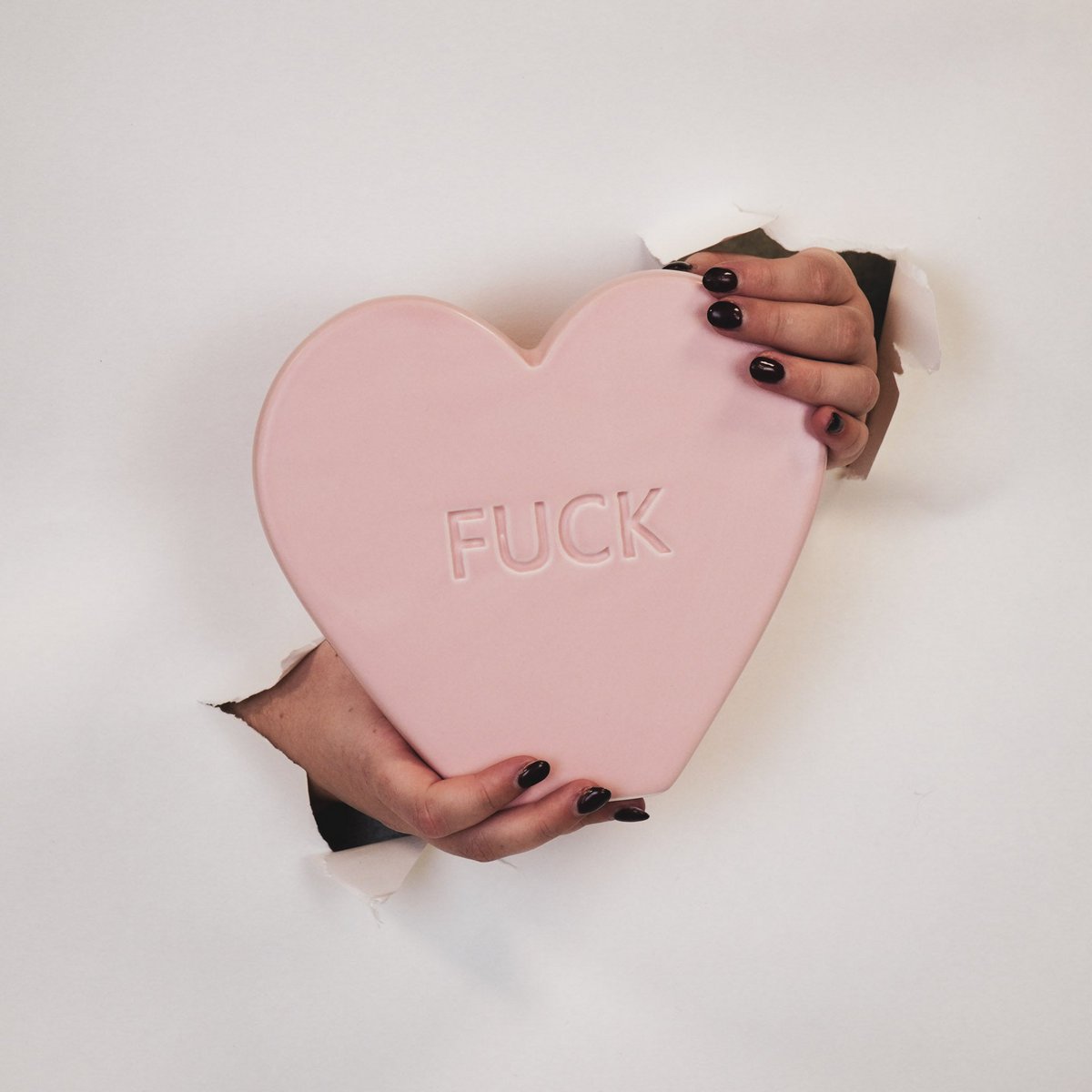 Ornament- Candy Heart 'FUCK'- Lichtroze- 20x4x18,5cm