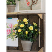 Artificial rose bush plant in Stan flower pot - H33 x Ø25 cm - Yellow