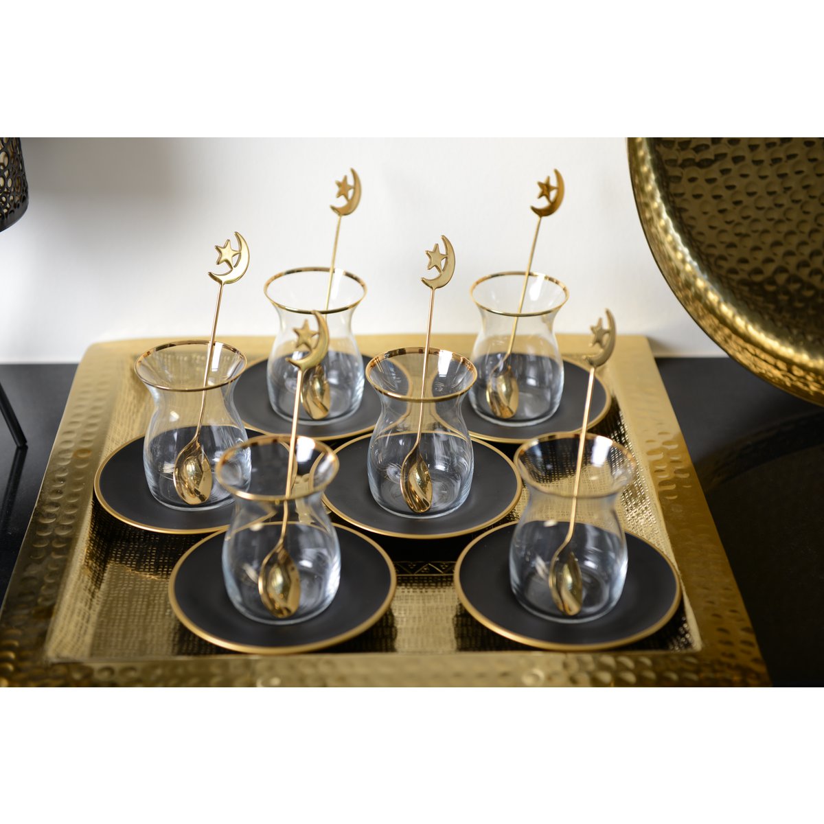 Zwarte en gouden theekopjes - set van 6