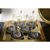 Zwarte en gouden theekopjes - set van 6