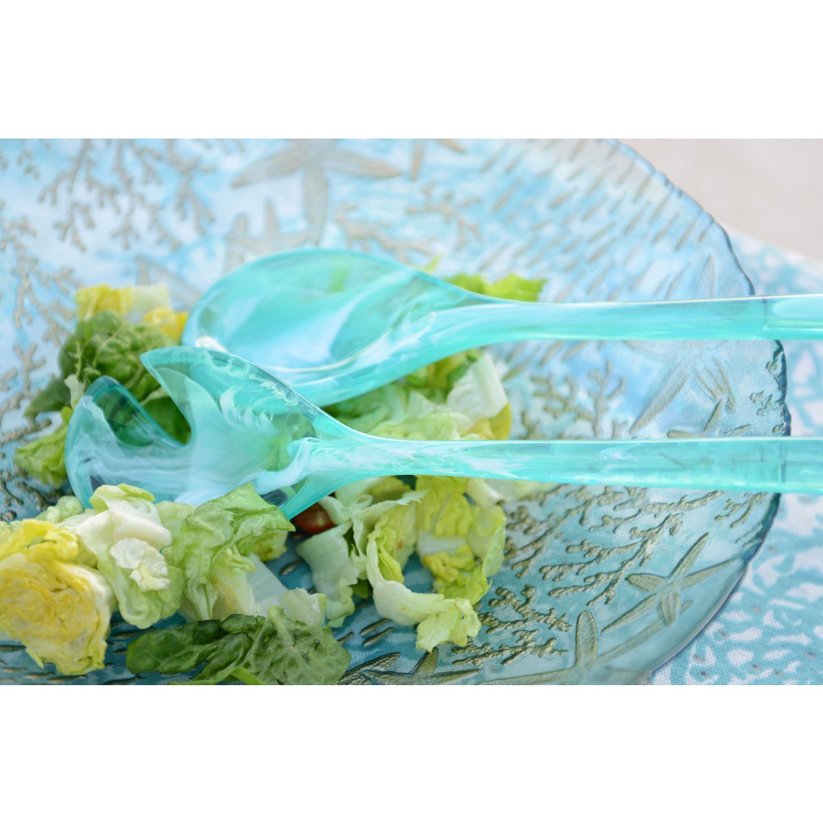 Salad Bowl in Blue Sea Glass 33x33x9cm