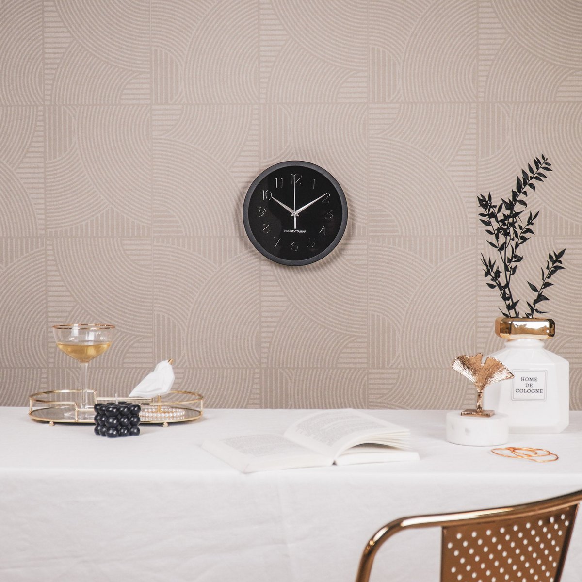 Wall clock - Metal/Glass - Black - 25x4.2x25cm