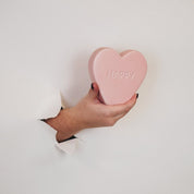 Ornament- Snoephart 'HAPPY'- Lichtroze- 13x4x11,5cm