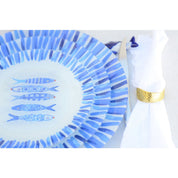Set of 6 Blue Fish Dessert Plates 20x20x1.3cm