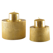 Bougeoir en métal doré 12,5x12,5x8,5 cm