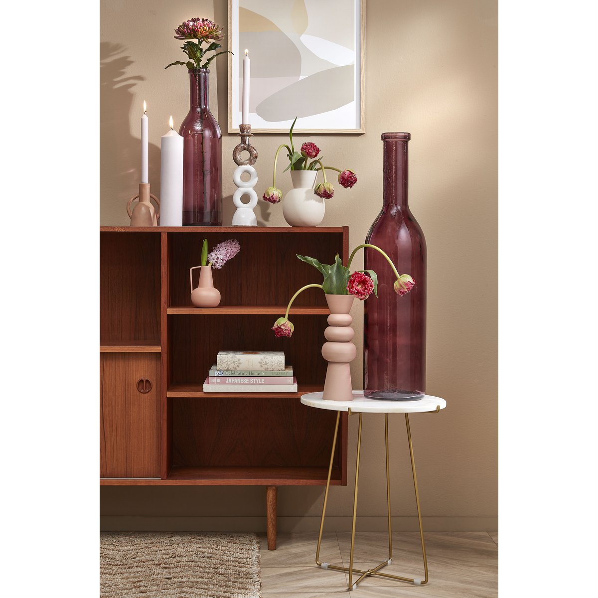 Rioja Flessenvaas - H75 x Ø18 cm - Gerecycled glas - Bordeaux
