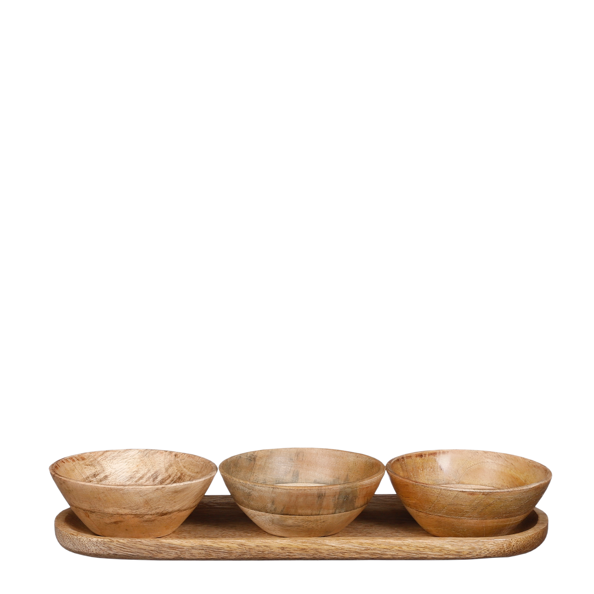 Tomar Dishes and Tray - L35 x W12 x H5 cm - 100% FSC Mango Wood - Light Brown