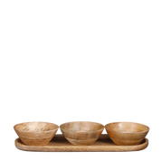 Tomar Dishes and Tray - L35 x W12 x H5 cm - 100% FSC Mango Wood - Light Brown