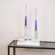 Kaarshouder - Glas - Roze - 8x15cm