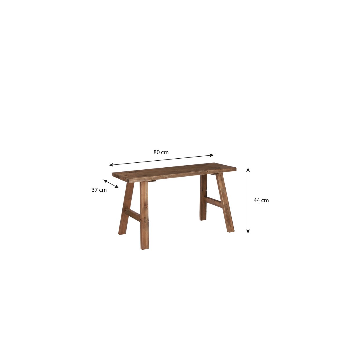 Bold Wooden Bench - L80 x W37 x H44 cm - Recycled Wood - Brown