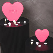 Ornament - Candy Heart 'FUCK' - Neon Pink - 13x4x11.5cm