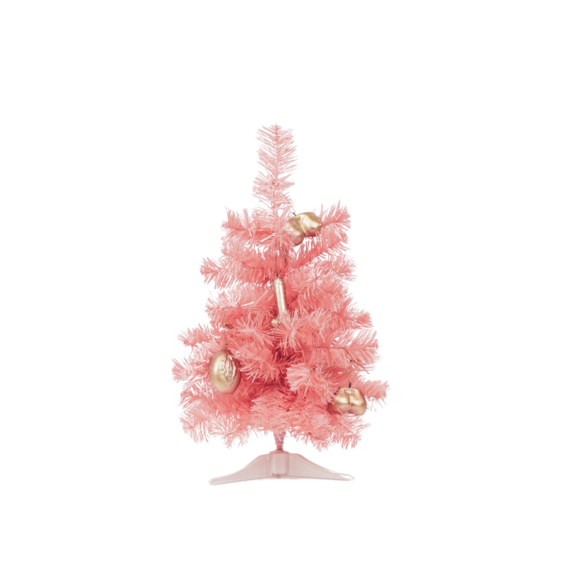 Artificial Christmas tree with LED lights - Pink - 50cm