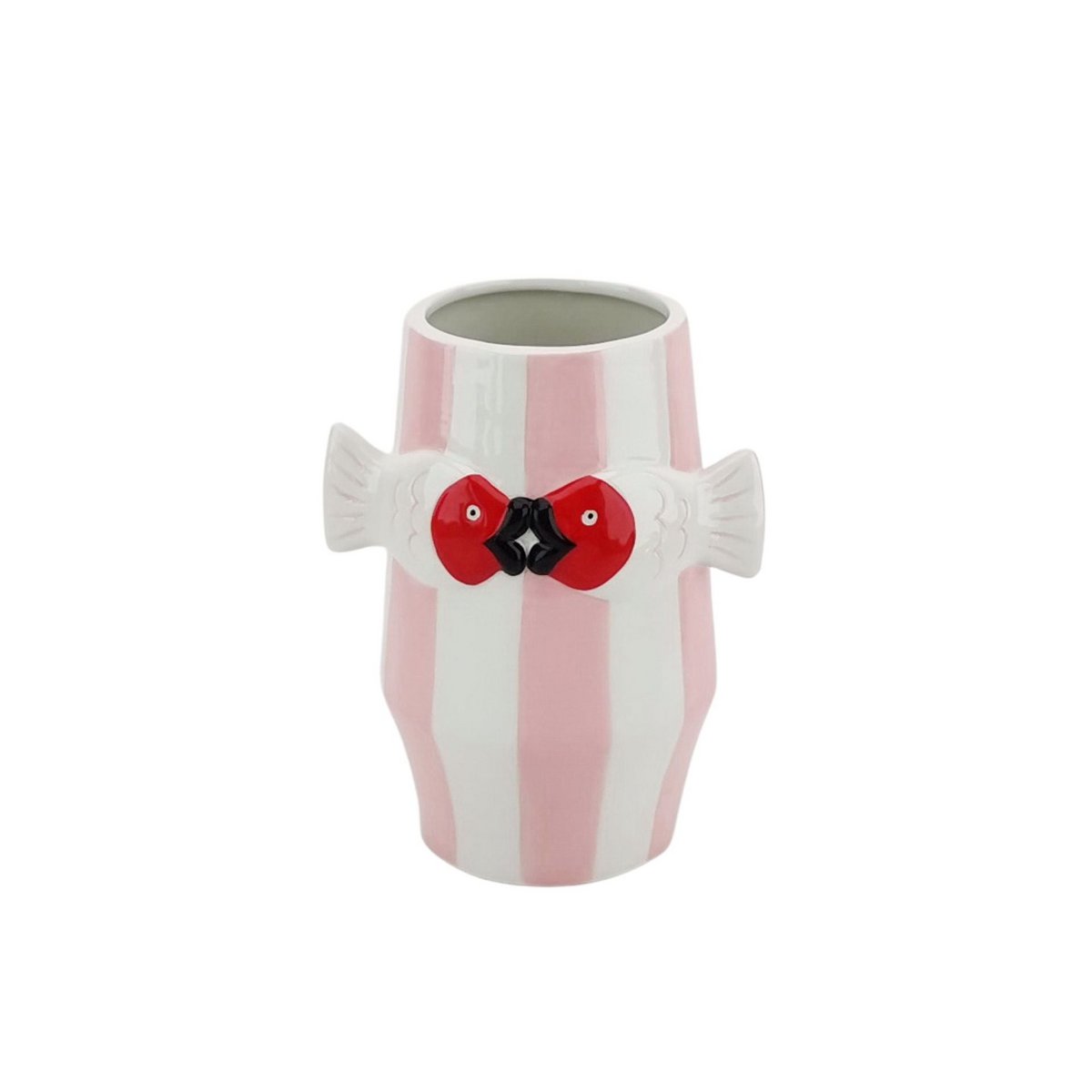Vase - flower vase fish - pink/white - 14x11.5x18cm