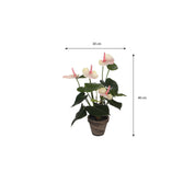 Anthurium Artificial Plant in Stan Flower Pot - H40 x Ø30 cm - Light Pink