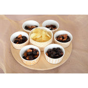 Aperitif Set of 7 Cups on a Round Wooden Tray