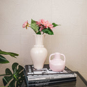 Vase - pearl neck - stoneware light pink - 11x10x12cm