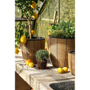 Durban Flowerpot Outside - Set of 3 - H36 x Ø40 cm - Recycled plastic - Brown