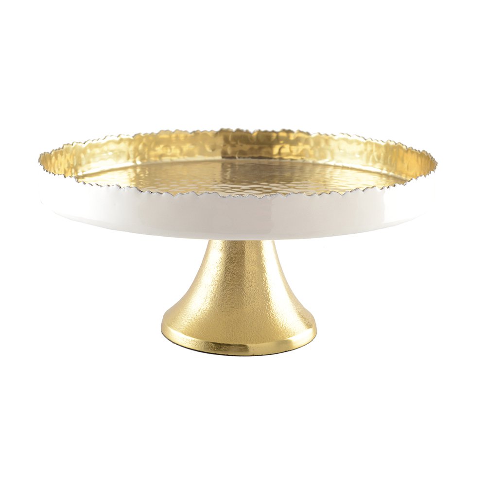 White and gold-plated cake stand 30x30x12.5cm