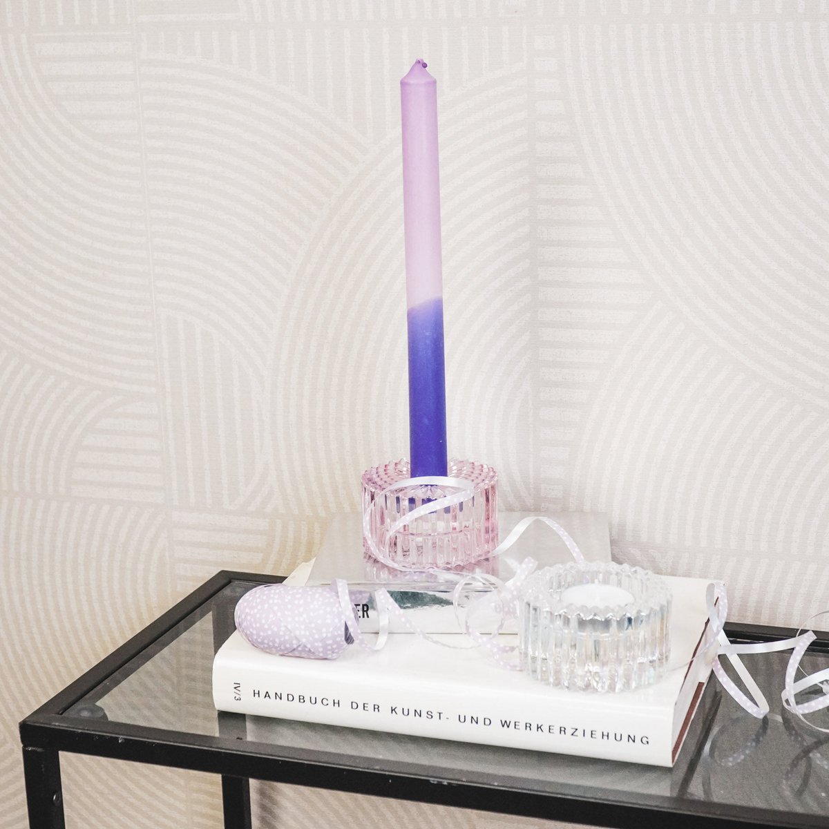 Kaars/Theelichthouder - Glas - Roze - 8x4cm
