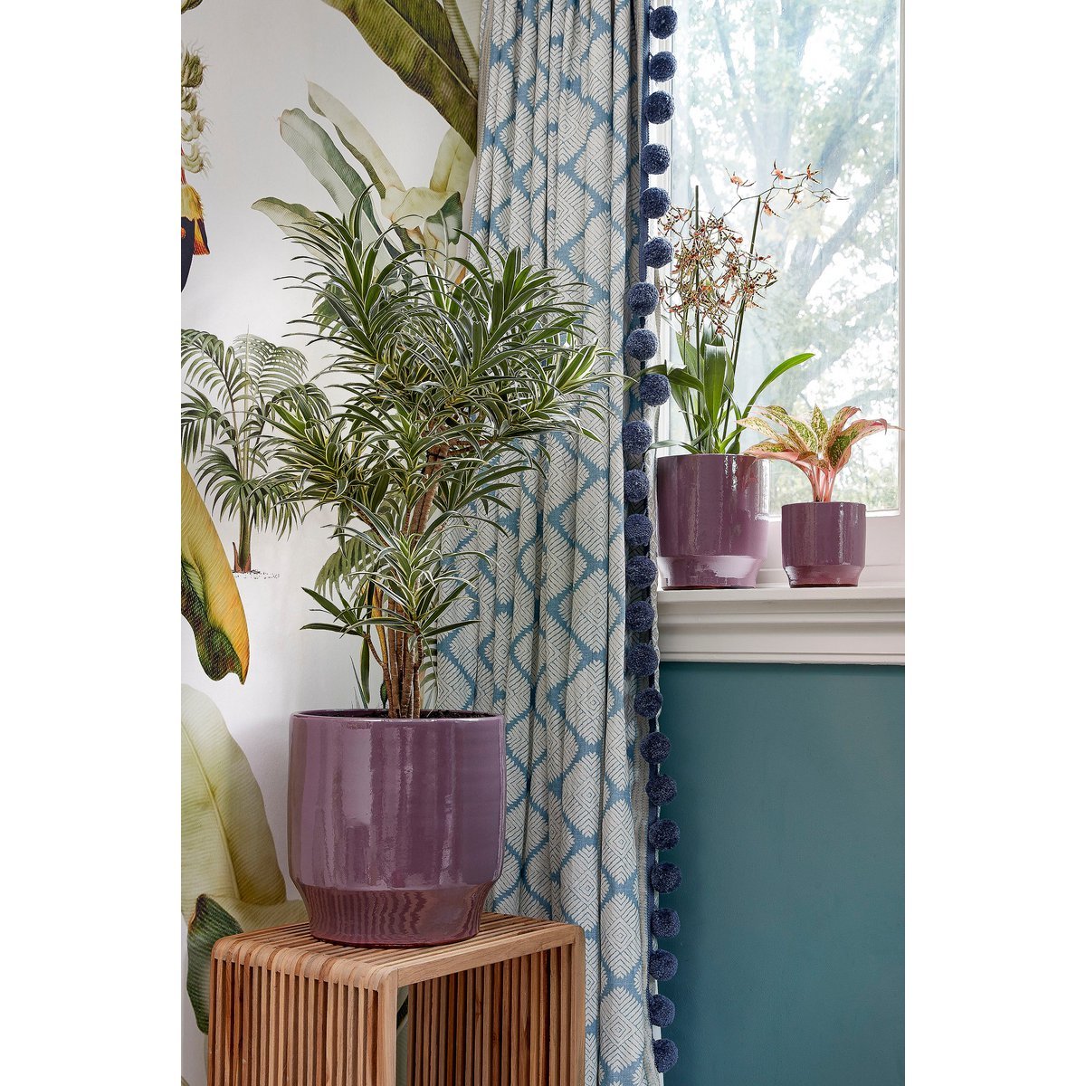 Yonker Plant Table - Set of 2 - L35 x W25 x H80 cm - Recycled Wood - Brown