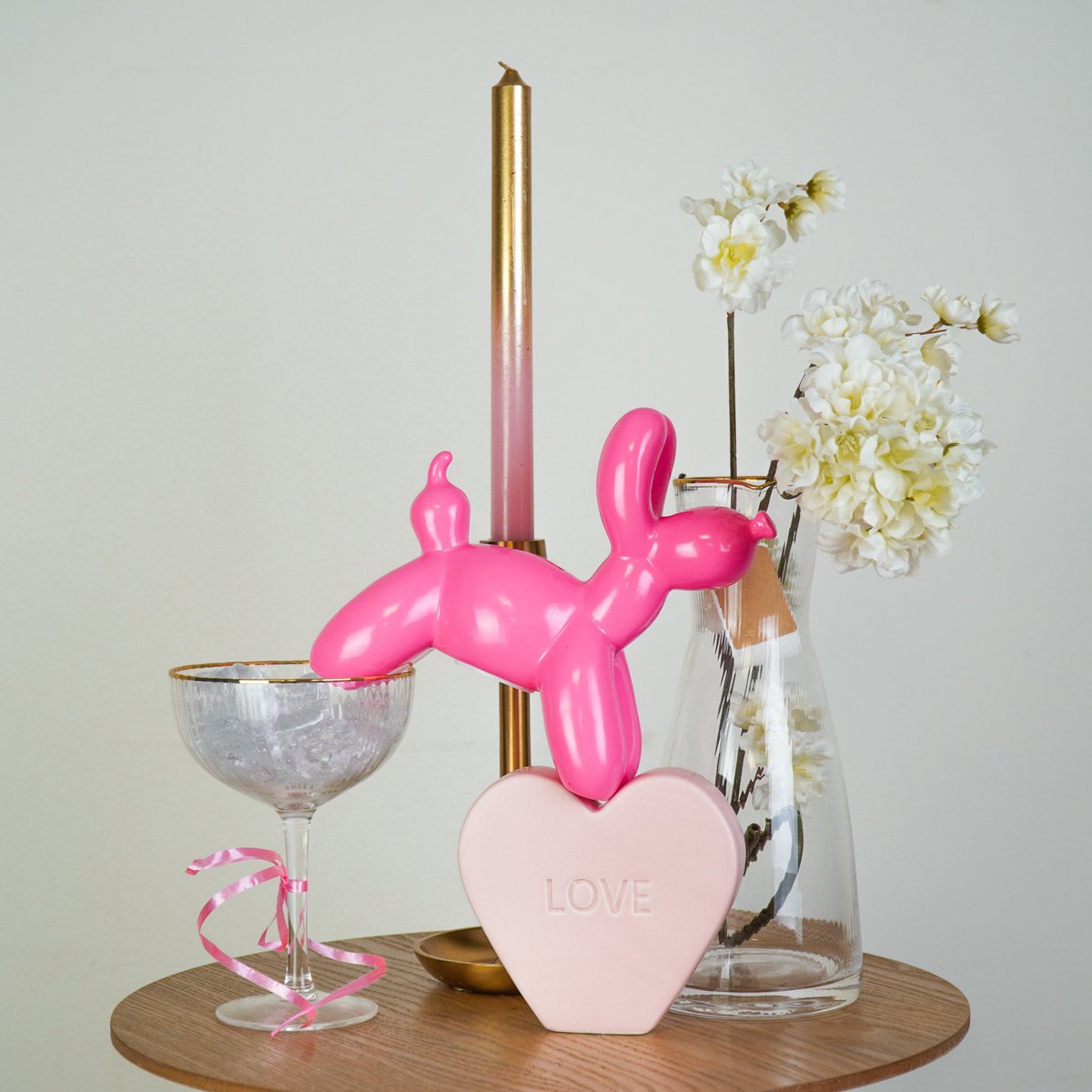 Ornament - Money Box Balloon Dog - Neon Pink - 17x7x17cm