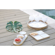 Aperitif Set of 3 White Cups on a White Mango Wood Tray