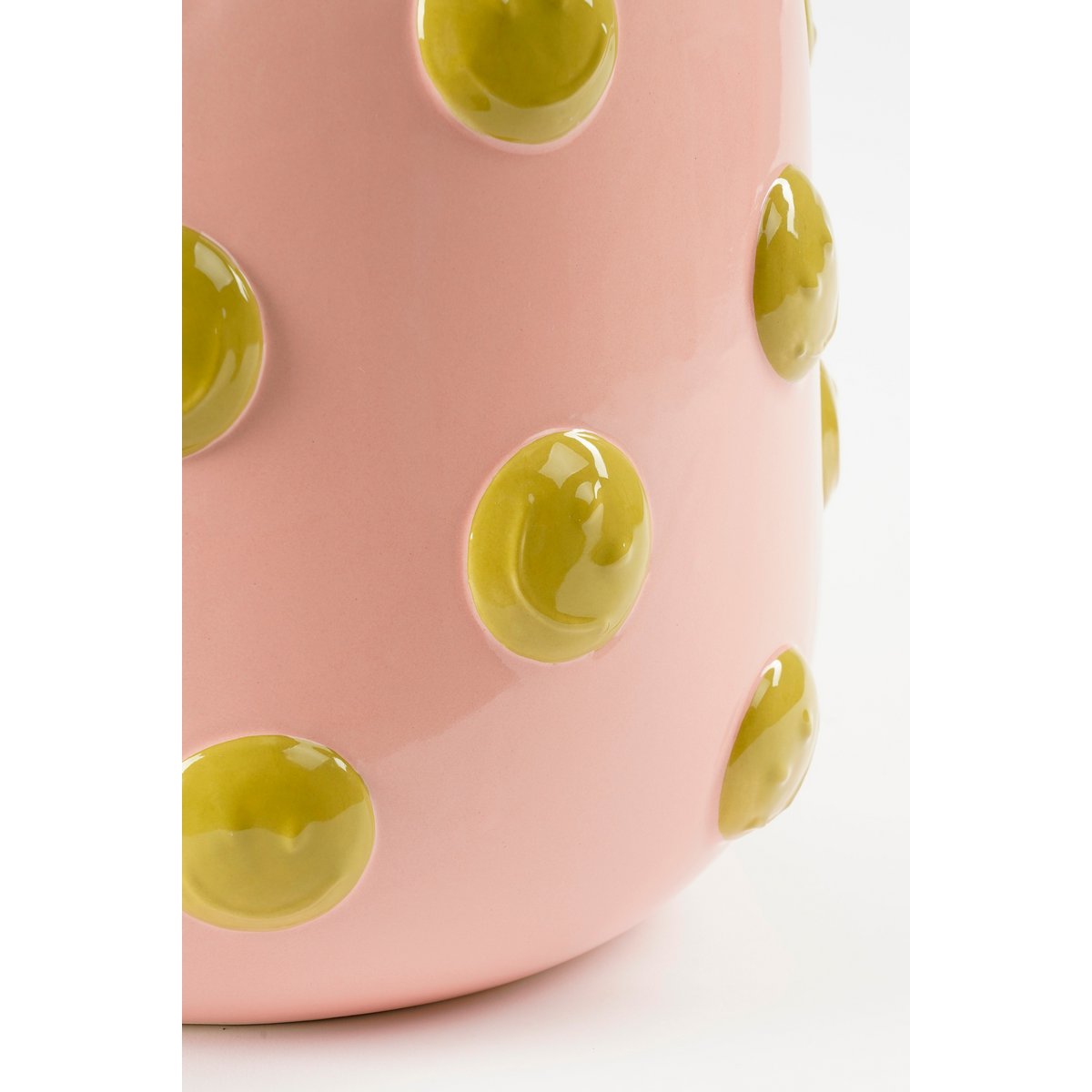 Smiley Vase - H28 x Ø29 cm - Ceramic - Light pink, ocher