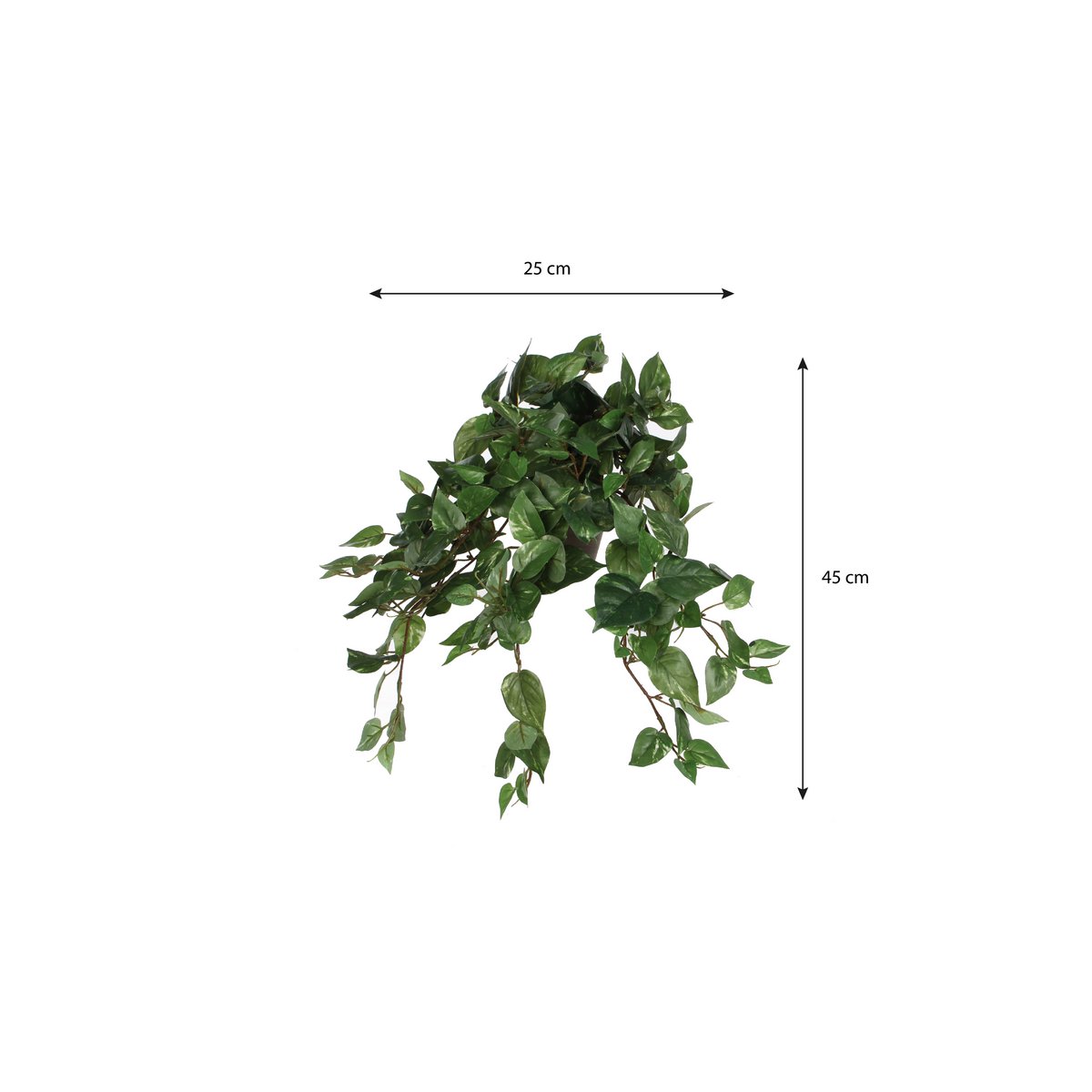 Scindapsus artificiel suspendu en pot de fleurs Stan - H 45 x Ø 25 cm - Vert