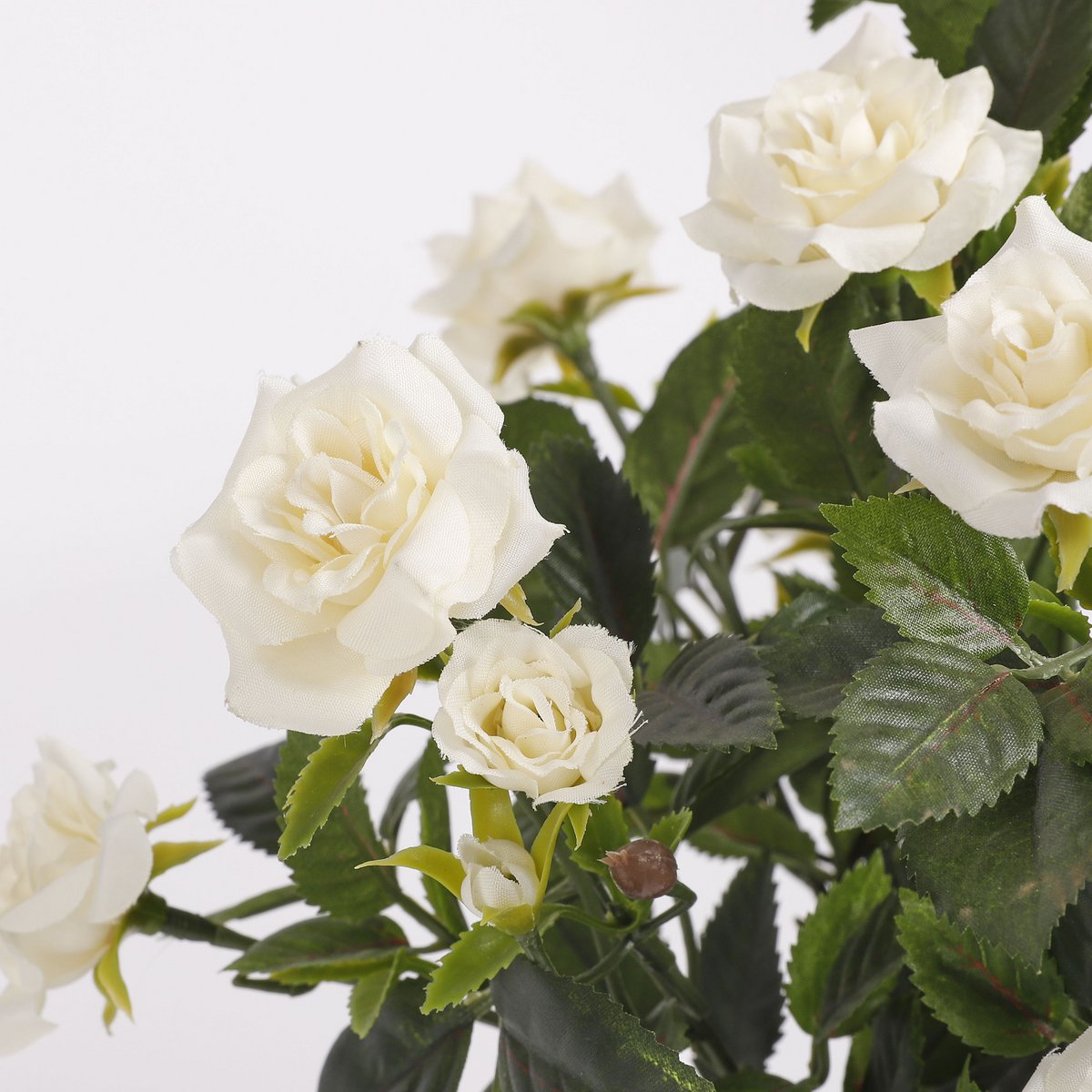 Artificial rose bush plant in flower pot Stan - H33 x Ø25 cm - White
