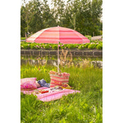 Parasol de plage à rayures - H180 x Ø160 cm - rose clair