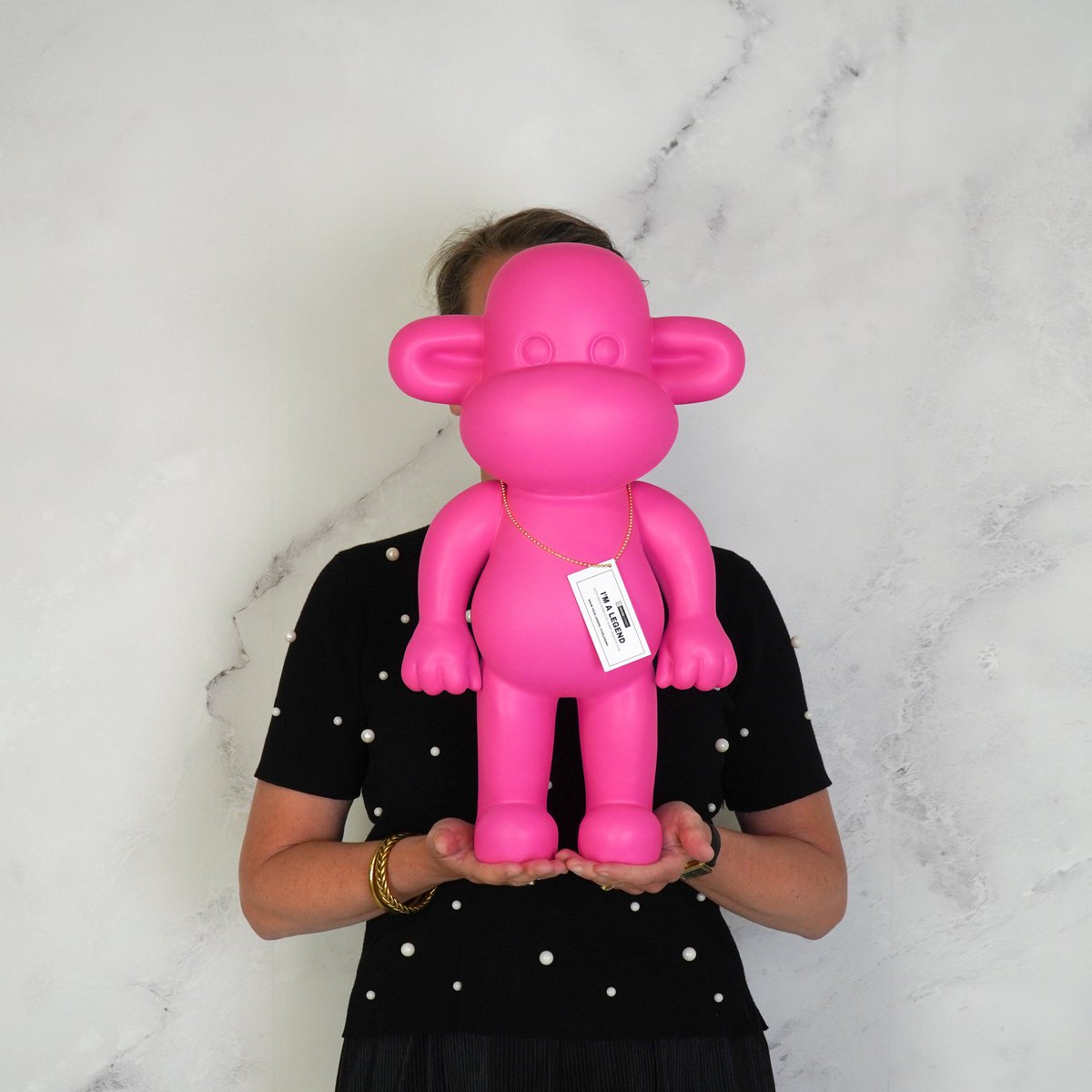 Ornament - monkey  - pink - 33x21x50cm