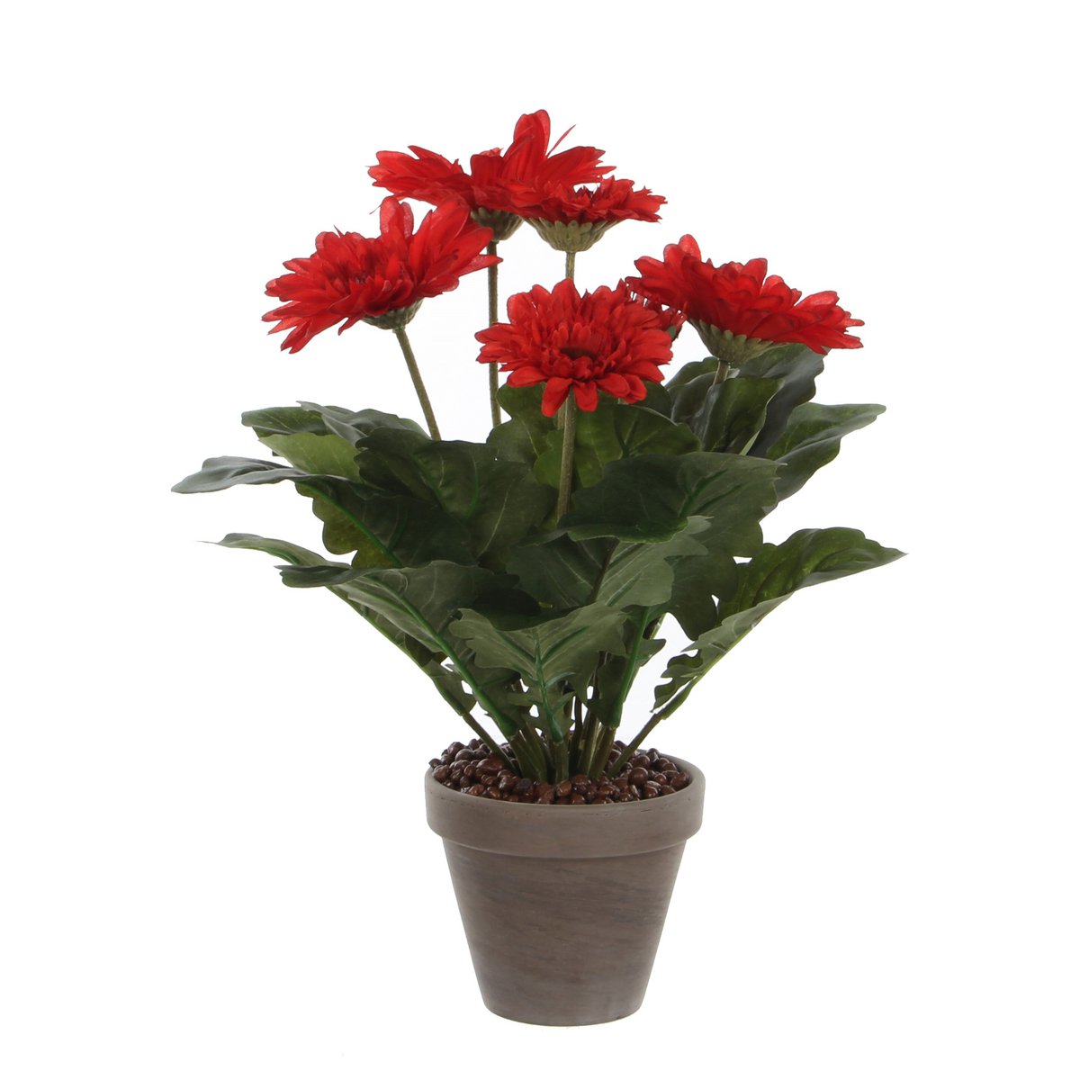 Artificial Gerbera Plant in Flower Pot Stan - H35 x Ø30 cm - Red