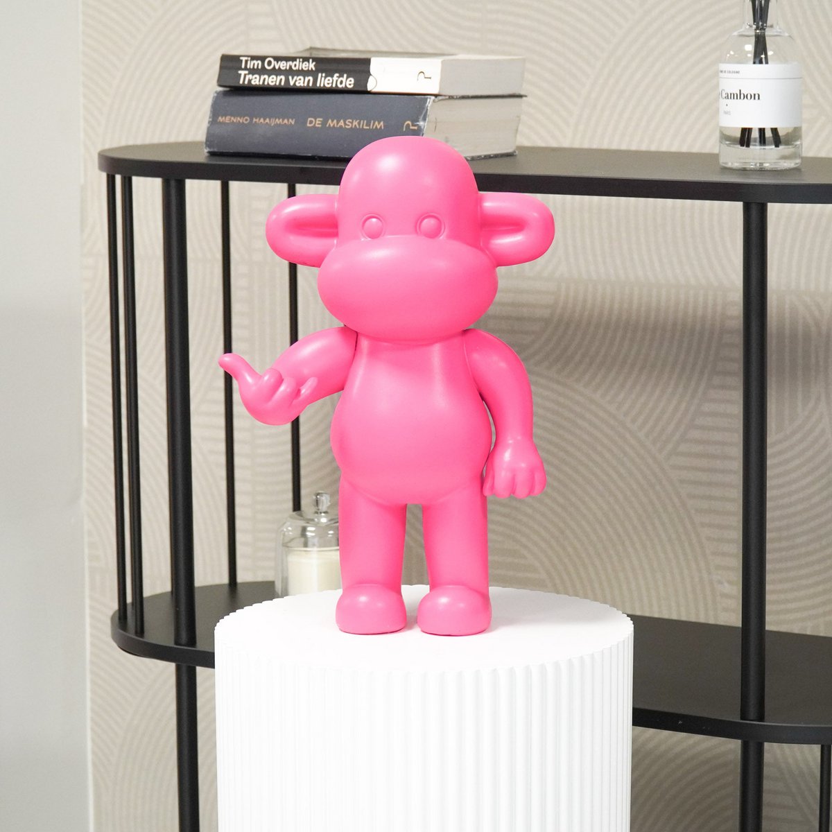 Ornament - hanging loose monkey - pink - 33x21x50cm