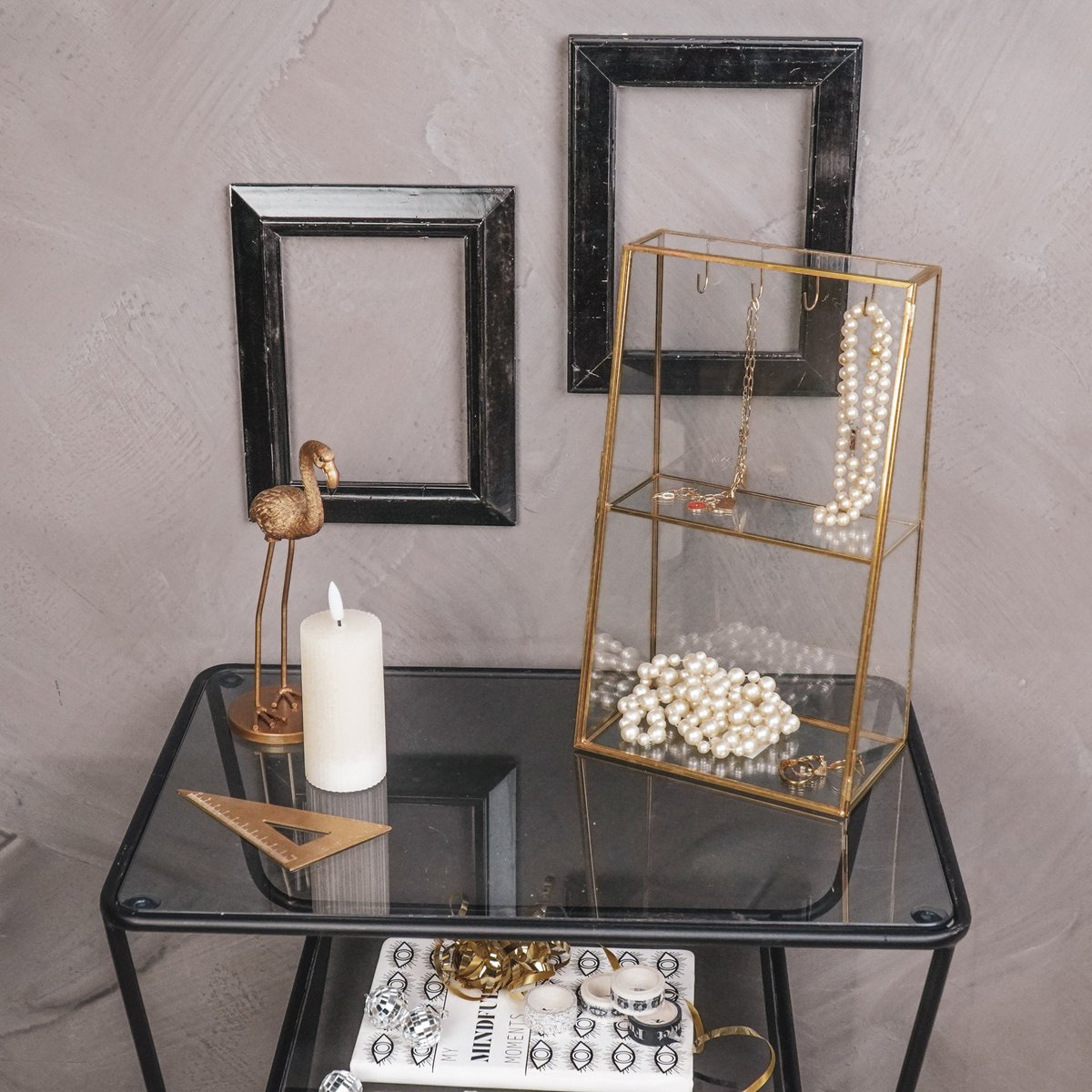 Jewelry box - Metal/Glass - Gold - 18x11x31cm