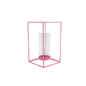 Lantaarn - Métal/Verre - Rose - 12,5x12,5x20cm