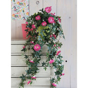 Artificial Petunia Hanging Plant in Stan Flower Pot - L25 x W45 x H50 cm - Dark Pink