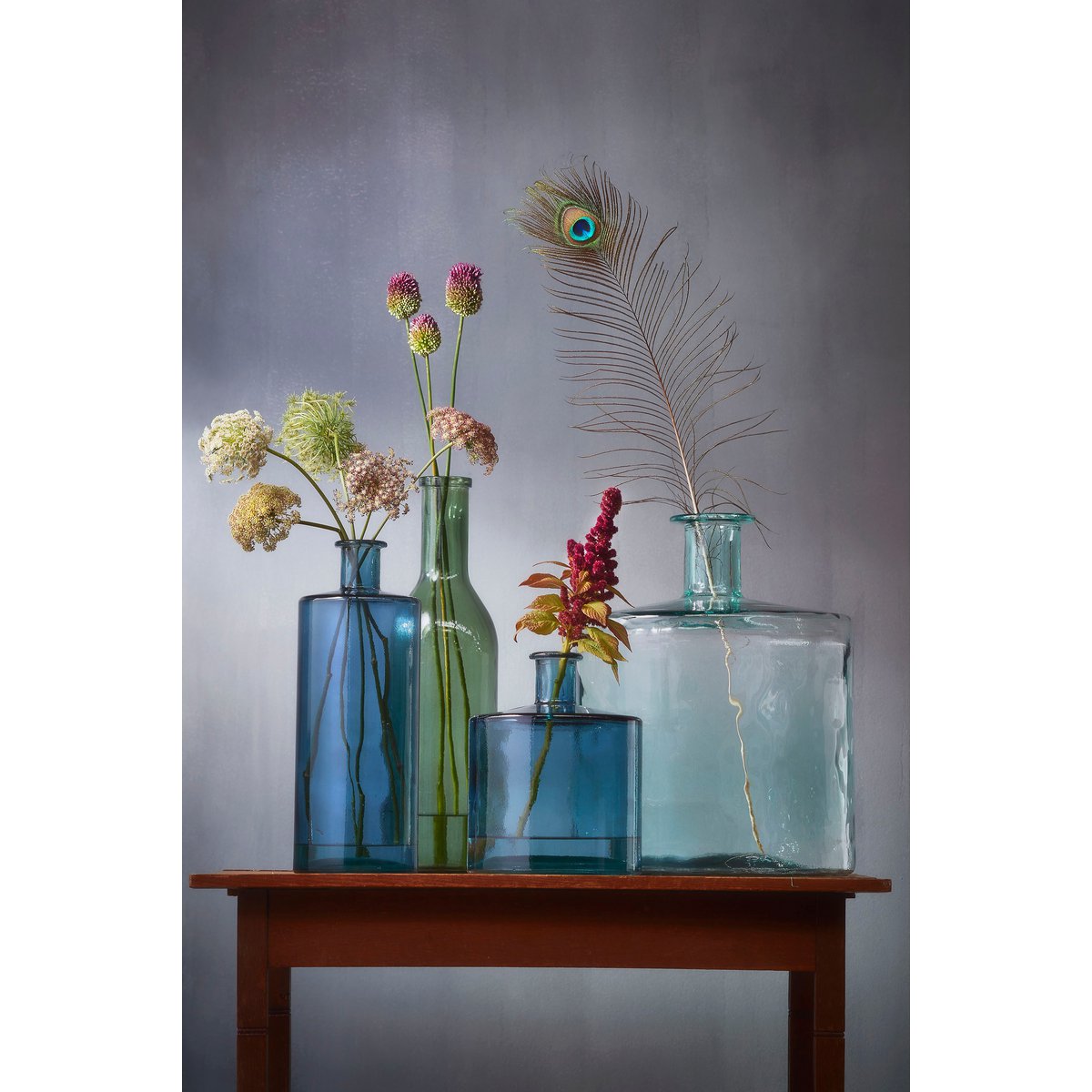 Rioja Bottle Vase - H50 x Ø15 cm - Recycled Glass - Green