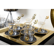 Zwarte en gouden theekopjes - set van 6